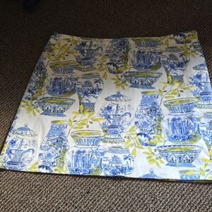 Talbots Petite Blue and Green Watercolor Cotton Patterned A-line Midi Skirt💫